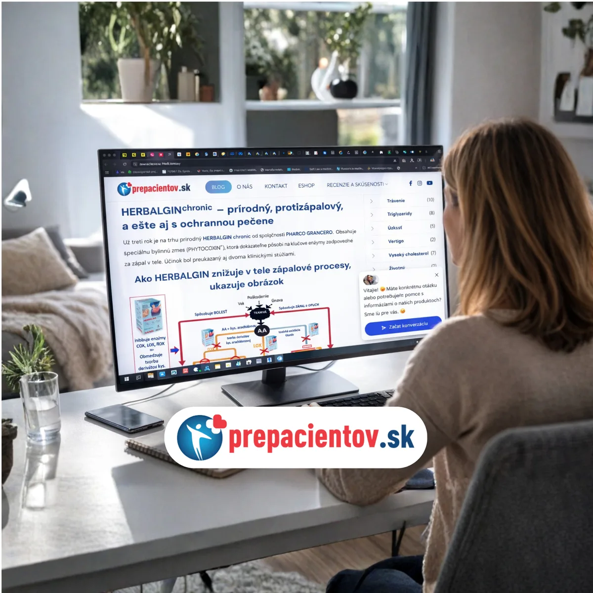 The prepacientov.sk portal on a monitor